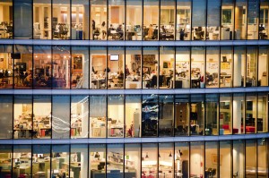 Office workers at night